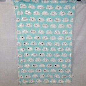Little Miracles Blue White Happy Clouds Plush Fleece Baby Blanket Throw Crib